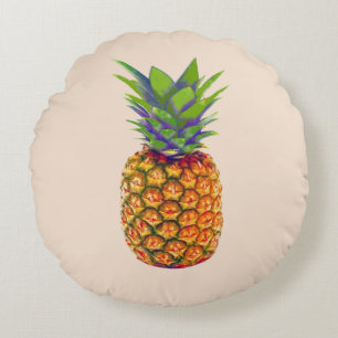 Coussins Ronds Ananas sur un oreiller rond beige clair