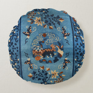 Coussins Ronds Ancien Chinois en bleu profond
