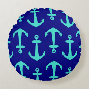 Coussins Ronds Ancre De Seagreen Sur Décor Motif Côtier Blanc