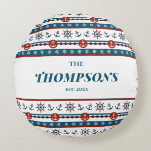 Coussins Ronds Ancre nautique Mariage Anniversaire idée cadeau