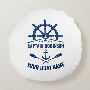 Coussins Ronds Ancre nautique Traversée Oars & Navires Roue Blan