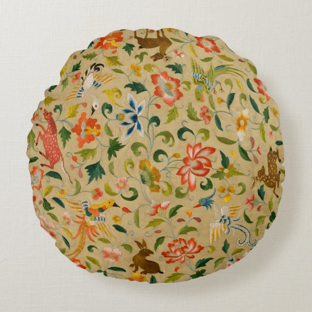 Coussins Ronds Animal Antique Cheval Oiseau Deer Rabbit (Devant)