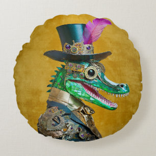 Coussins Ronds Animal de la fête Steampunk du Mardi Gras Alligato