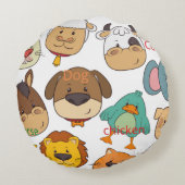 Coussins Ronds Animaux adorables éléphant vache chien enfants pép (Dos)