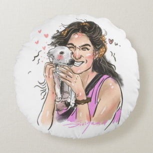 Coussins Ronds Animaux de compagnie Chaud Amour Lun - Custom Pet 