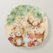 Coussins Ronds Animaux de la forêt des bois de Whimsical (Devant)