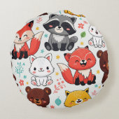 Coussins Ronds Animaux de la Forêt Sans Couture (Dos)