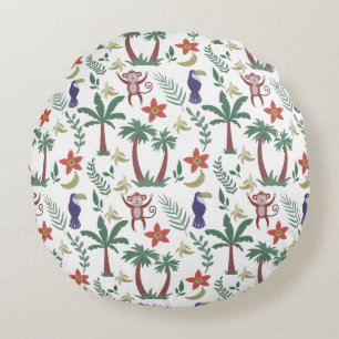 Coussins Ronds Animaux tropicaux sans soudure motif macaw et sing