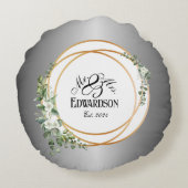 Coussins Ronds Anneaux dorés romantiques et floral pour anniversa (Dos)