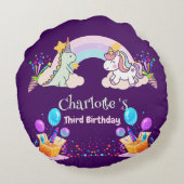 Coussins Ronds Anniversaire du ballon arc-en-ciel Cute Dinosaur U (Dos)