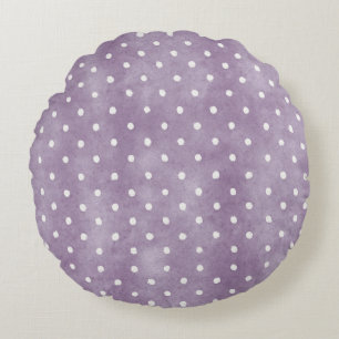 Coussins Ronds Anniversaire pois blancs lavande