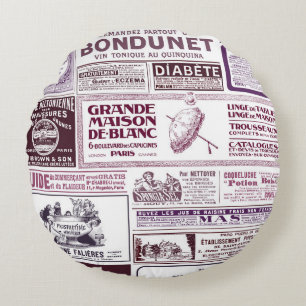 Coussins Ronds Annonces vintages de journaux français 1910