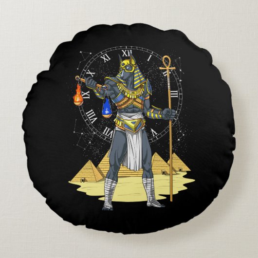 Coussins Ronds Anubis Dieu égyptien Ancienne Mythologie Ankh (Devant)