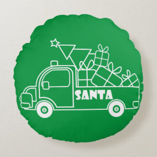 Coussins Ronds Aperçu camion de Noël Père Noël vue côté voiture