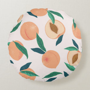 Coussins Ronds Appricot de Pêche : Motif Tropical Sans Seamless.