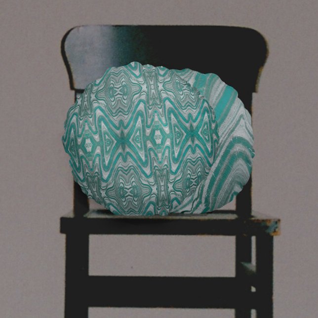Coussins Ronds Aqua et gris ondulé (Créateur téléchargé)