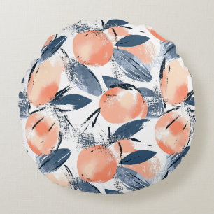 Coussins Ronds Aquarell Pêches Pattern Design Decossements