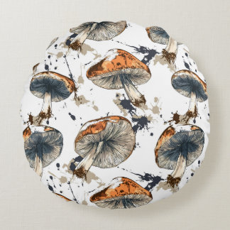 Coussins Ronds Aquarell Wald Champignons Design