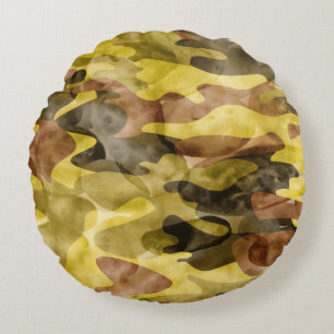Coussins Ronds Aquarelle Abstraite : Teinture de camouflage