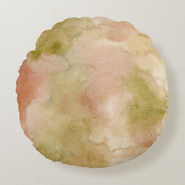 Coussins Ronds Aquarelle Abstraite terrestre (Devant)