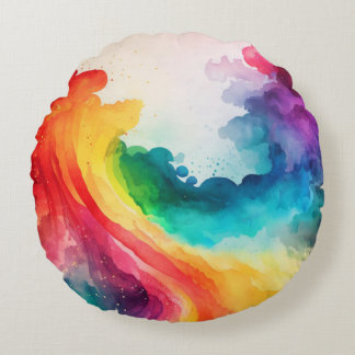Coussins Ronds Aquarelle Arc-en-ciel Couleur ronde oreiller