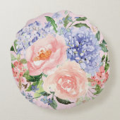 Coussins Ronds Aquarelle Bleu rose Hydrangée Peony Ressort Floral (Dos)