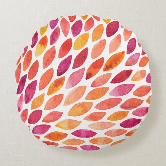 Coussins Ronds Aquarelle brosse a éclaté jaune et orange (Devant)