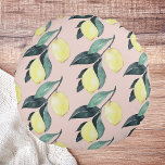 Coussins Ronds Aquarelle Citrons et Feuilles Motif jaune sans cou<br><div class="desc">Aquarelle Citrons et Feuilles Motif jaune sans couture</div>