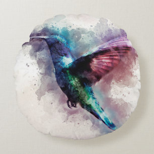 Coussins Ronds Aquarelle colorée Colibri