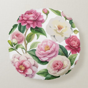 Coussins Ronds Aquarelle de Camellia