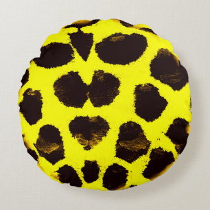 Coussins Ronds Aquarelle de Poster de animal Abstrait Leopard