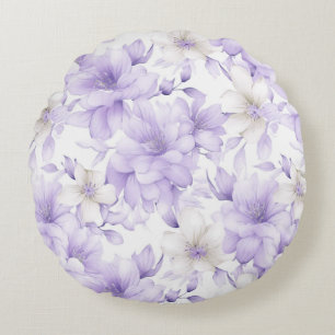 Coussins Ronds Aquarelle délicate Fleurs violettes
