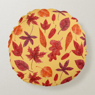 Coussins Ronds Aquarelle des feuilles rouges