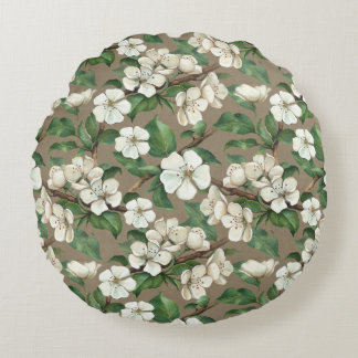 Coussins Ronds Aquarelle Fleurs Apple : Motif Vintage.