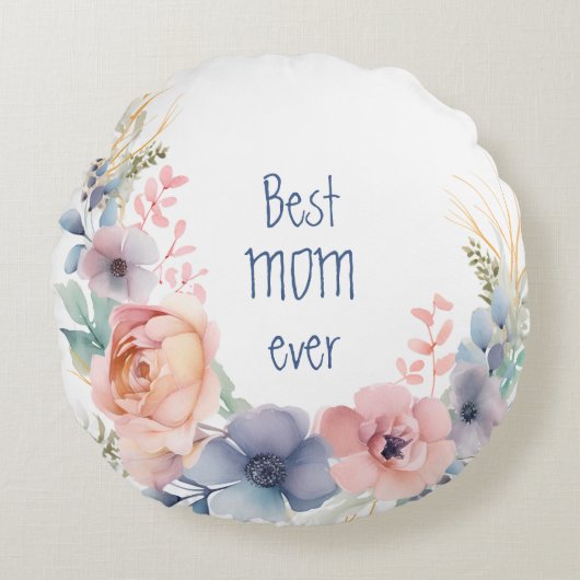 Coussins Ronds Aquarelle Florale Botanique Romantique (Devant)