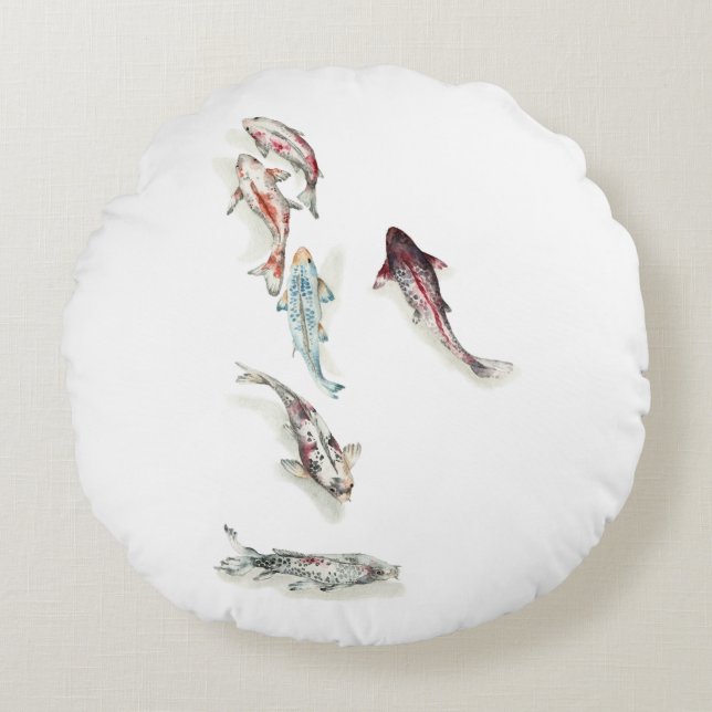 Coussins Ronds Aquarelle Koi Fish (Devant)