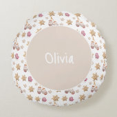 Coussins Ronds Aquarelle mignonne Glowes d'hiver Cookies de moton (Devant)