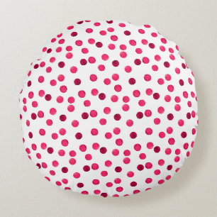 Coussins Ronds Aquarelle motif à pois rouge aquarelle