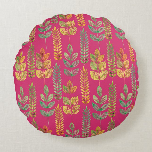 Coussins Ronds aquarelle motif floral transparent texte arrière - (Devant)