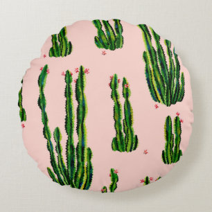 Coussins Ronds Aquarelle motif sans couture cactus. Cactus dans l