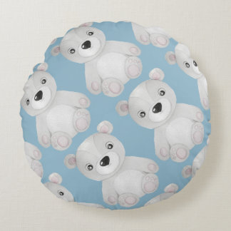 Coussins Ronds Aquarelle Ours Bleu Nourriture Décor