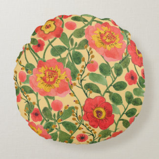 Coussins Ronds Aquarelle peinture rétro floral continu motif