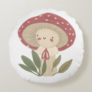 Coussins Ronds Aquarelle Petit Champignons Cute