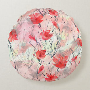 Coussins Ronds Aquarelle Plantes Herbes Motif