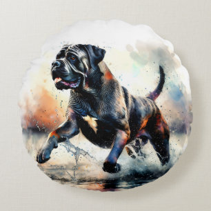 Coussins Ronds Aquarelle puissante Canne Corso chien