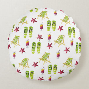 Coussins Ronds Aquarelle transparente motif été petit