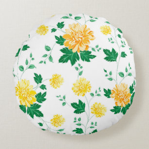 Coussins Ronds Aquarelle vert jaune moderne Floral