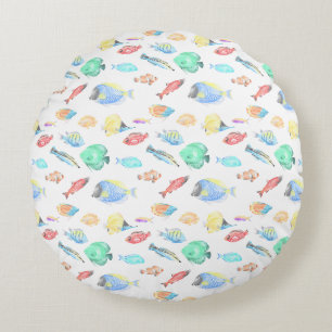 Coussins Ronds Aquarium - motif de poisson couleur eau -