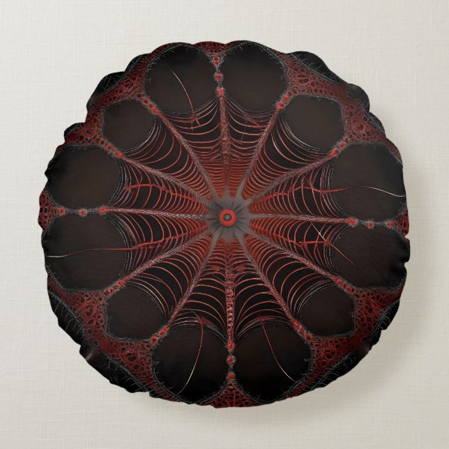 Coussins Ronds Araignée de Redback Fractal Art, (Devant)