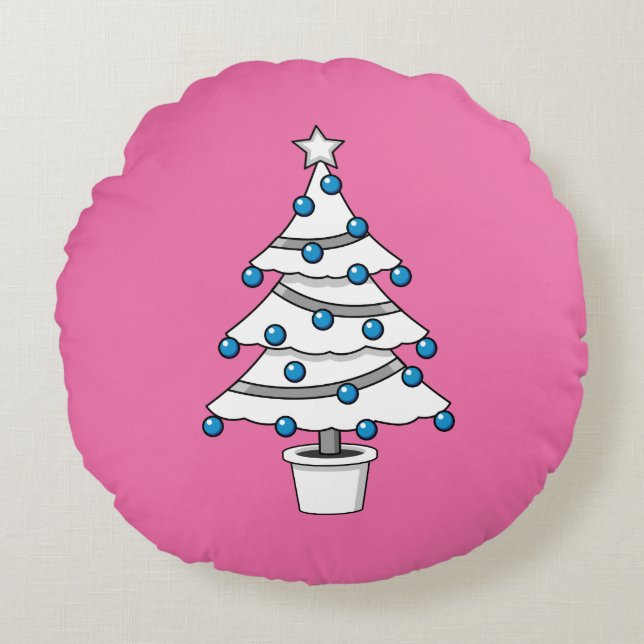 Coussins Ronds Arbre de Noël blanc (Devant)